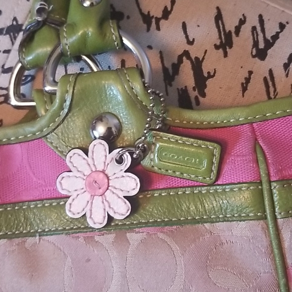 Authentic Pink and Green Coach Purse - Picture 3 of 5